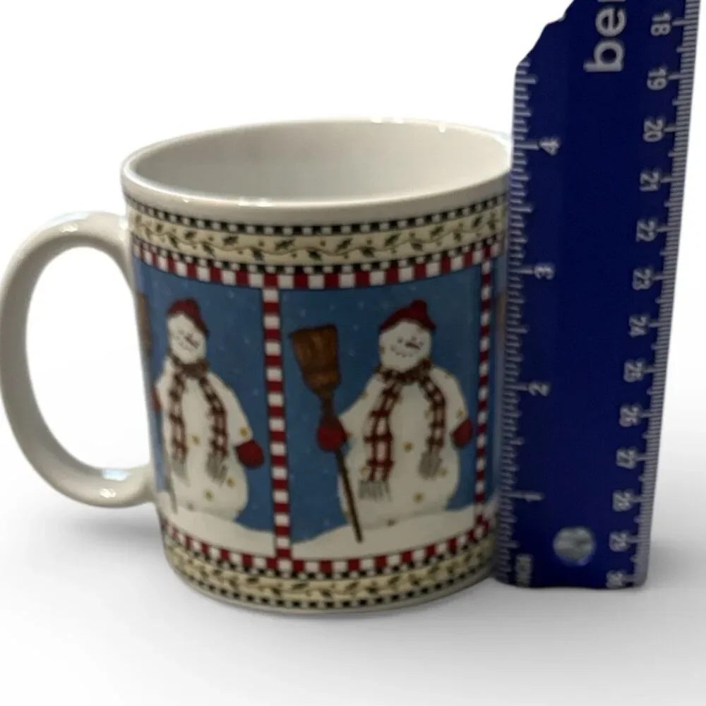 Vintage Debbie Mumm Sakura Snowmen Coffee Mug And Salad Plate Set